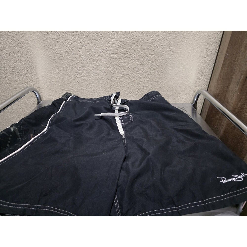 Panama Jack Black Patterned Lined Swim Trunks Men's Size XL
